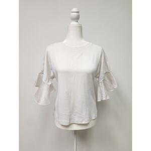 Alexis Women's Short Silk Ruflle Sleeve Pullover Top White Xs